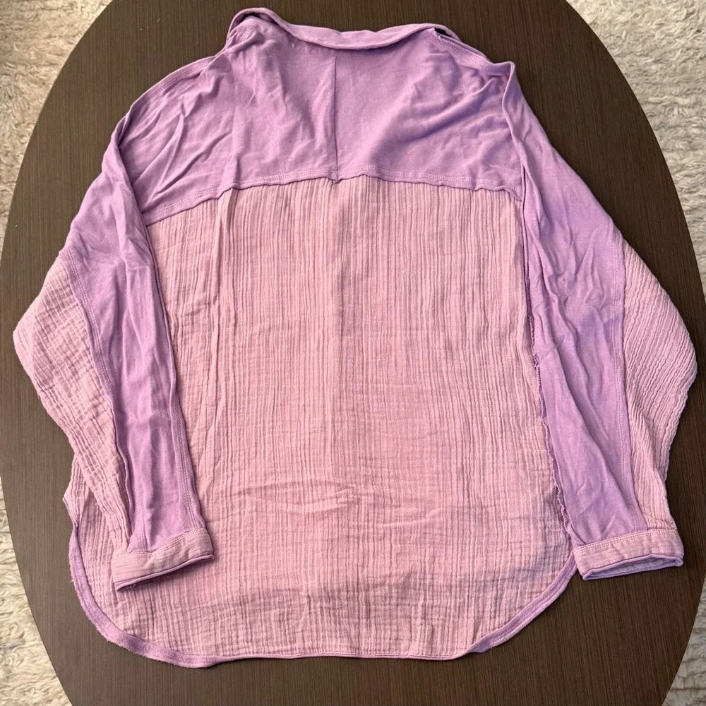 Urban Outfitters Out From Under Purple Gauze‎ Button Up Shirt Oversized Large - Picture 6 of 9